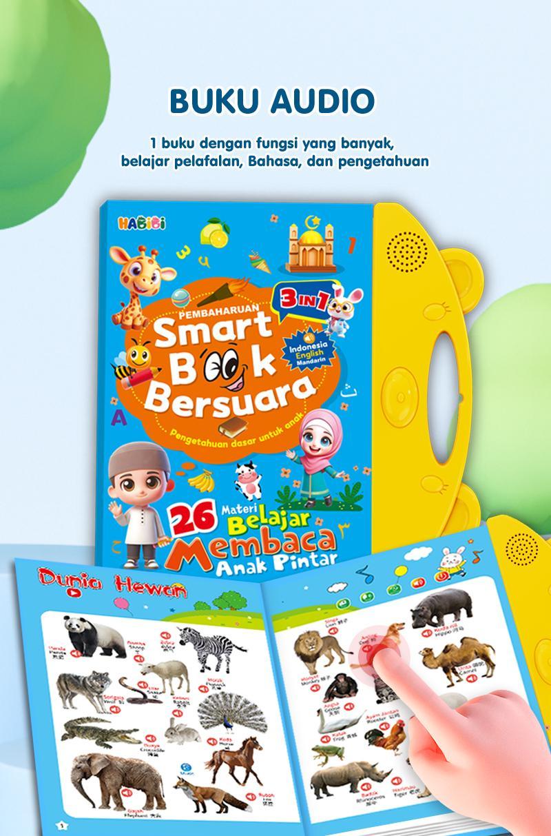 Buku Edukasi Bersuara Smart Book Anak 2 Bahasa Indonesia English 13 Materi Belajar Lengkap Hewan Biota Laut Buah Sayur Angka Huruf Hijaiyah Warna Bentuk Transportasi Dinosaurus Bagian Tubuh Alat Tulis Musik Profesi Tokoh