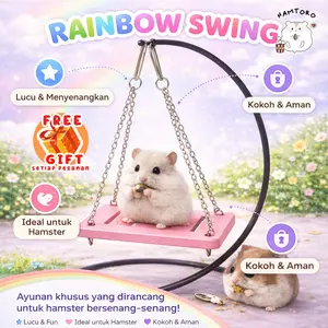 Hamtoro Rainbow Swing – Ayunan Hamster Lucu & Estetik | Mainan Hamster Premium Anti Stress