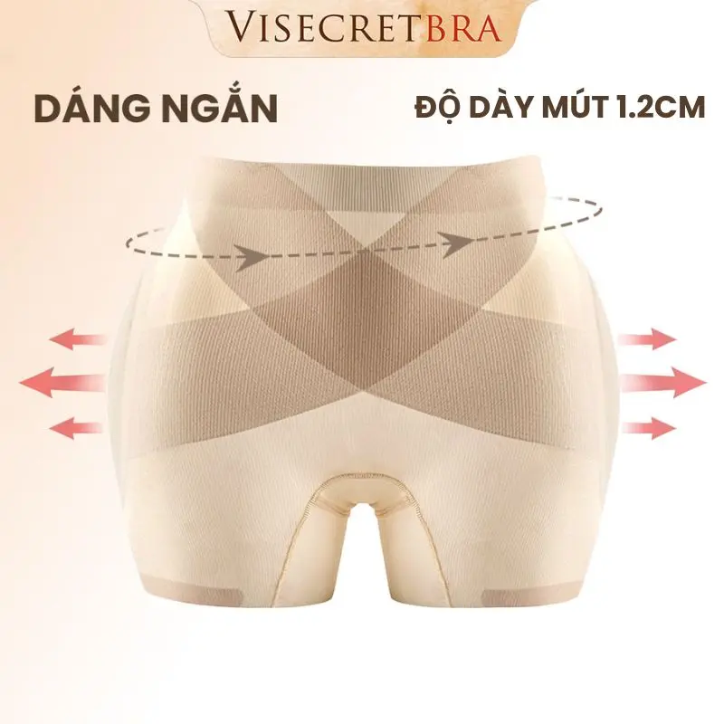 VISECRETBRA Quần Trong Độn Hông Nâng Mông Cạp Vừa Chất Su Mặc Đồ Ôm Body Thoáng Khí Định Hình Mềm Mịn Quần Định Hình 3D Nâng Mông Làm Đầy Hông Và Thon Gọn Bụng -- B-VN250550