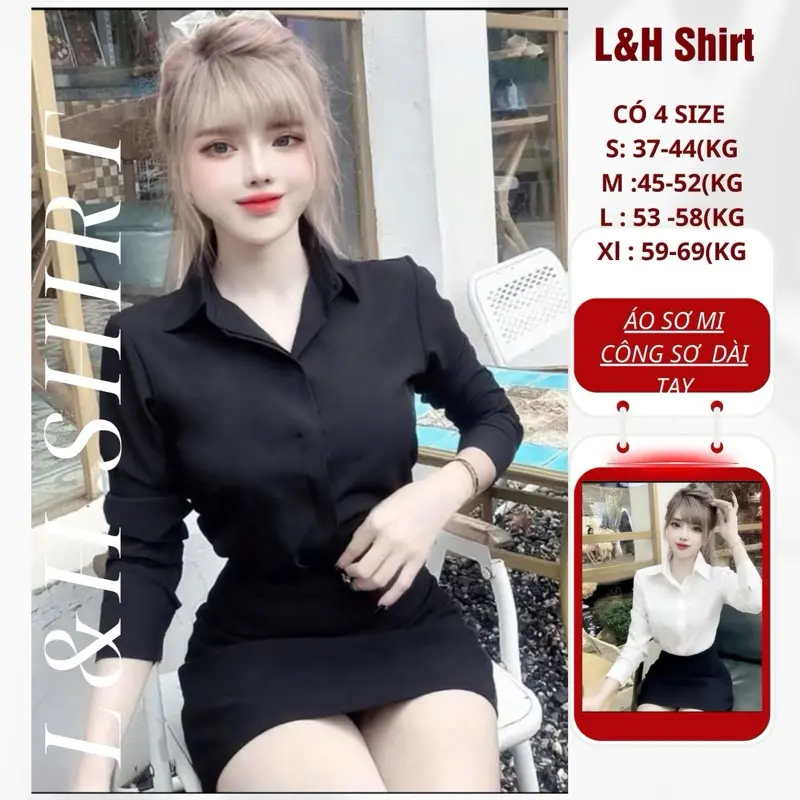 Áo Sơ Mi  Công Sở Tay Dài Nẹp Giấu Nút Women - Top Nữ Sơ Mi - 1