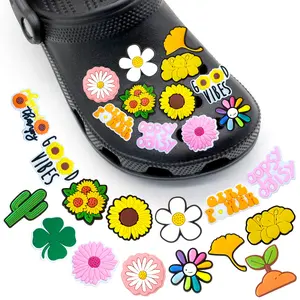 Kartun Baru 1 Buah Seri Bunga DIY Sepatu Kaktus Bunga Matahari Lucu Tempelan PVC Menghias Sandal Pin Aksesoris Sepatu untuk Anak Perempuan Hadiah Pesta Anak-anak