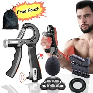 Paket set Adjustable COUNTER Hand Grip 5kg- 60kg FINGER Arm Power Expander Strength Handgrip Set isi 5 Alat Exercise untuk Melatih Otot Jari dan Tangan Dengan Kekuatan handgrip Dapat Diatur