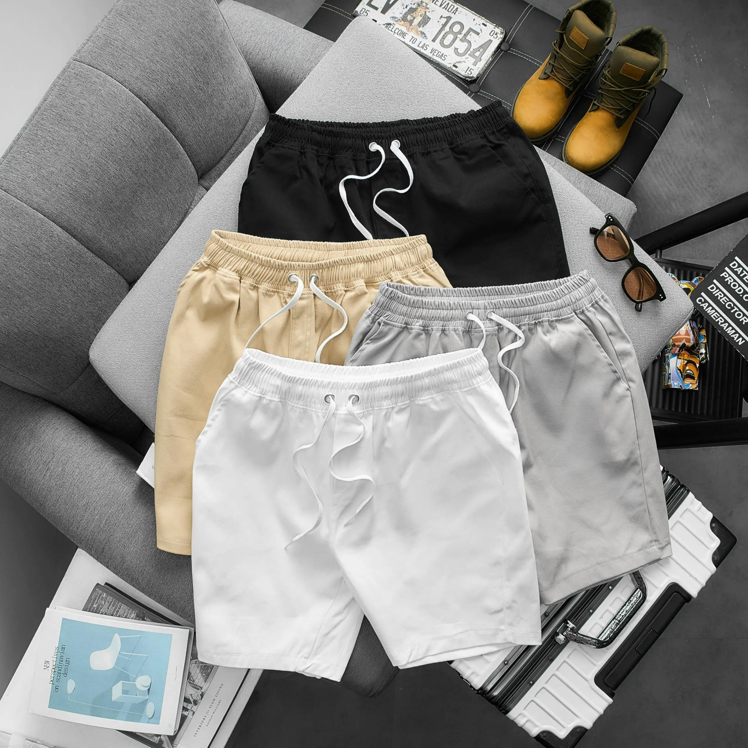 [ TSH ] - COMBO 2 QUẦN SHORT KAKI  - from dánh trên gối -  Quần short kaki nam chất liệu vải cotton co giãn mặc thoáng mát - có 3 túi và nhiều màu Menswear Có Túi Thun