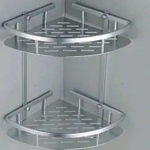Rak Sudut Dua Tingkat untuk Kamar Mandi - Stainless Steel