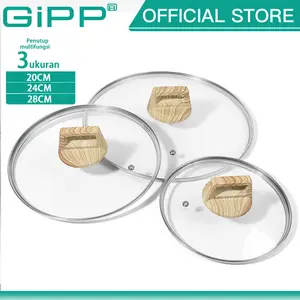 GiPP Tutup Panci Kaca Kaca Tempered 24cm/28cm, Tahan Suhu Tinggi, Digunakan untuk Wajan/Panci Rebusan/Wajan/Wajan Penggorengan/Pengukus