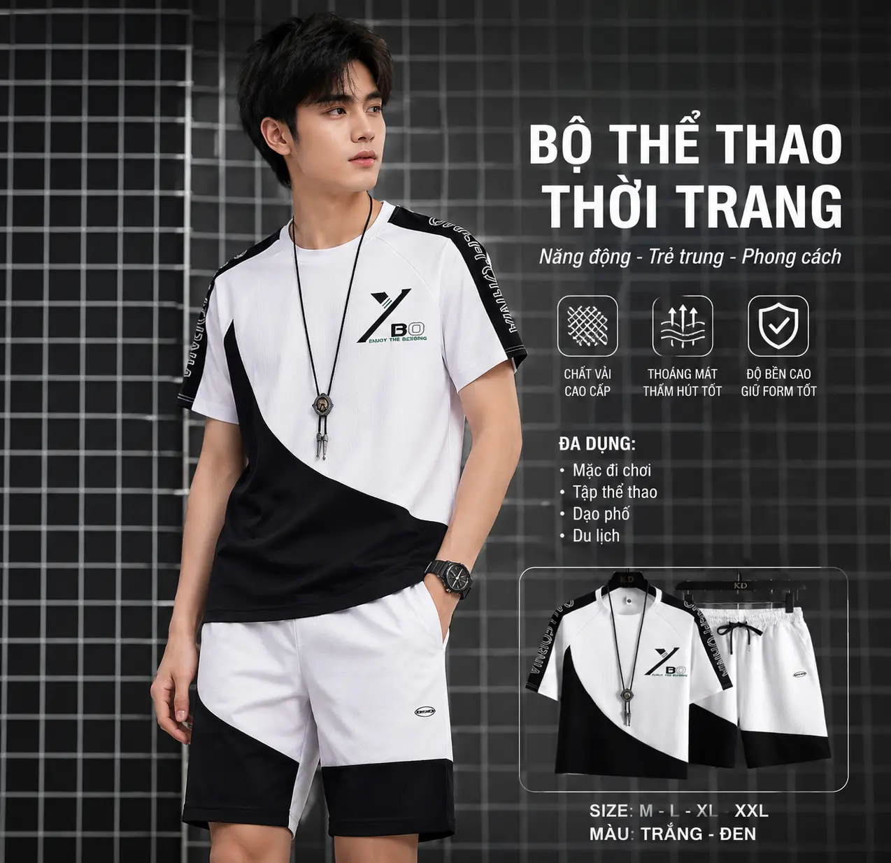 Bộ quần áo nam ATHEAN , chất vải waffle với các lỗ thông hơi liti thoáng mát ( M: YBO) Menswear