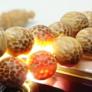 Tasbih kayu bertuah nibung/liwung macan putih 8mm 99 tembus cahaya Muslim