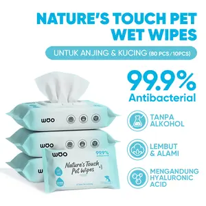 Woo Nature's Touch Pet Wet Wipes Tanpa Alkohol Alami Cat & Dog 10 lembar / 80 lembar