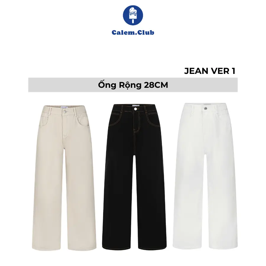 Calem Club - Quần kaki jean Ver.1 dài suông ống rộng form unisex nam nữ quần suông nữ ống rộng
