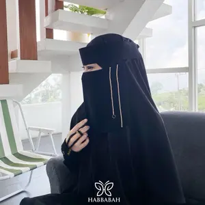 NIQOB SAUDI ARABIAN yera | 1 etalase 2 variasi BAHAN SIFFON DAN JET BLACK By Habbabah | niqob saudi arabian style pendek hitam pekat by Habbabah