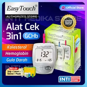 EASYTOUCH - Alat Cek 3in1 GCHb Gula Darah + Kolesterol + Hemoglobin with LCD Display | Blood Glucose Cholesterol HB Multi-Function Monitoring System Easy Touch
