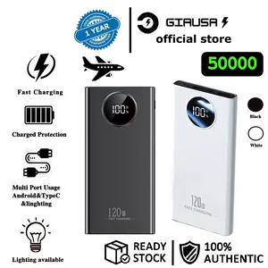 Powerbank 120W Pengisian Cepat USB Ganda 50000MHA Cocok untuk iOS/Android Bisa Dibawa ke Pesawat dengan Aman