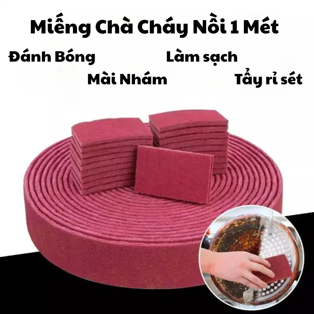 Miếng Cọ Rửa Cháy Nồi Xoong Chảo, Chà Sạch Cháy Khét, Chà Bóng Kim Loại Đa Năng, 1 Cuộn Dài 1 Mét Tiết Kiệm