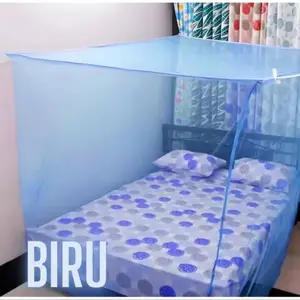 Kelambu Kotak Motif Polos / Kelambu Tidur Nyamuk / Kelambu Gantung Super Jumbo 200 x 200 cm Biru Hijau Putih Ungu Pink