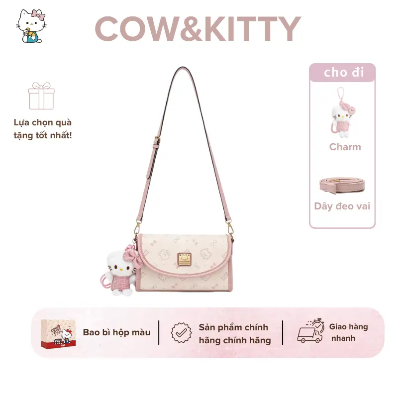 Cow&Kitty-túi xách nữ.Túi xách nữ kiểu dáng dễ thương, nhiều màu sắc để lựa chọn, kèm theo móc khóa hình mèo con, dây đeo vai và hộp đựng nhiều màu sắc.