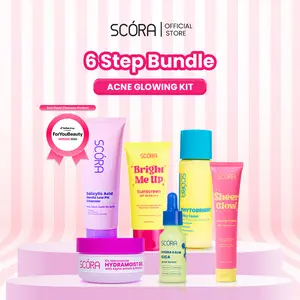 [Hero] 6-Step Bundle: Scora Cleanser 100ml + Scora Toner Series 80 ml + Scora Serum Series 20ml + Scora Moisturizer series + Scora Sunscreen 40gr + Scora Tone Up Cream