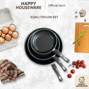 (H.H) Kuali Teflon Set 3 - Tersedia 3 Ukuran (20cm, 25cm, 30cm)