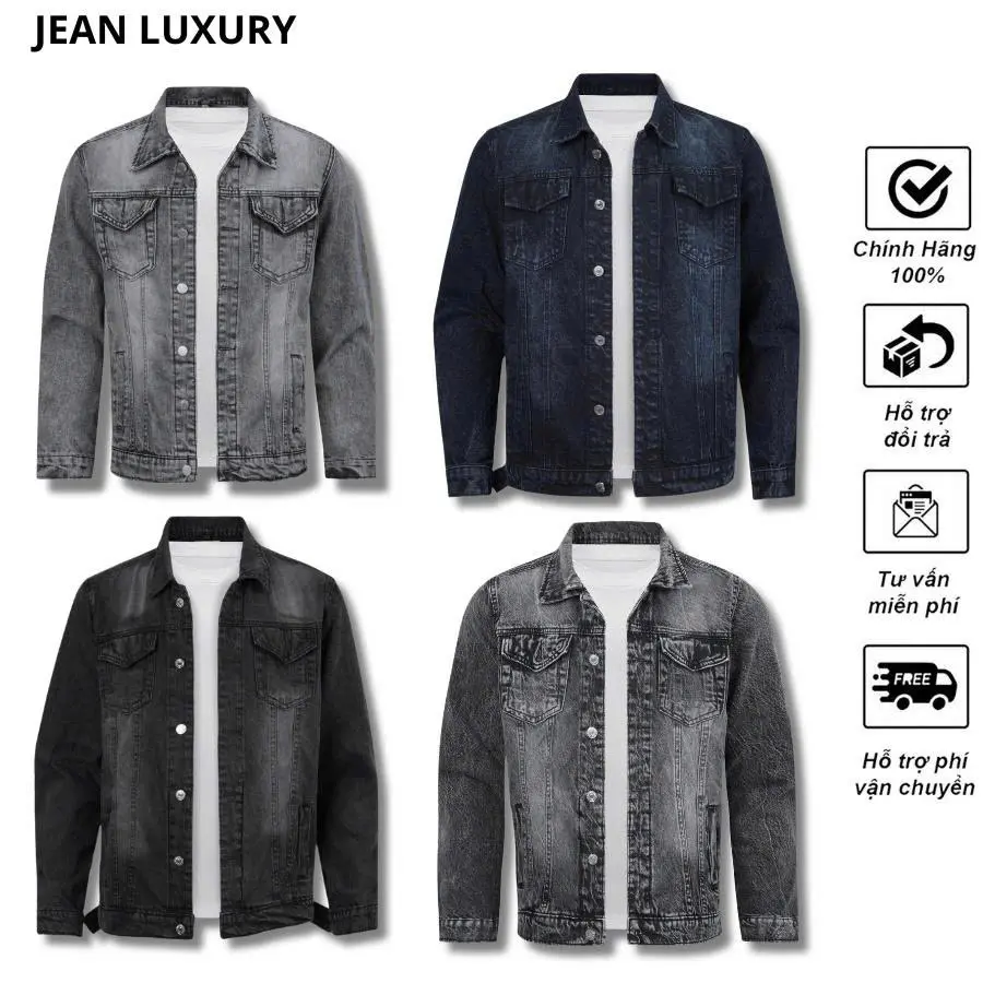 Áo khoác Jeans Nam cao cấp chất liệu vải cotton size từ 50-90kg