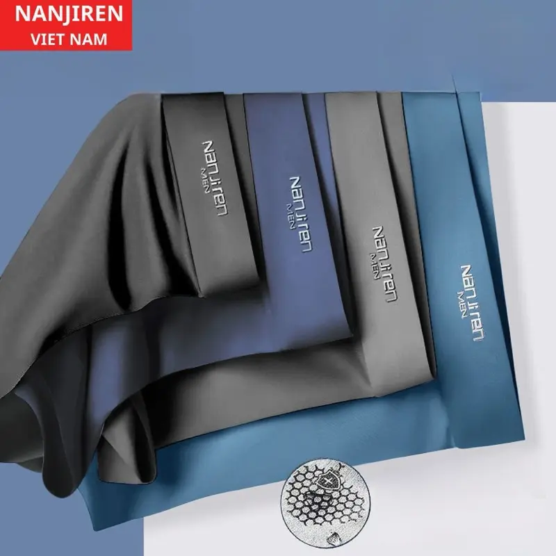 Hộp 4 Quần Sịp Nam Boxer Vải Thun Lạnh Cao Cấp Nanjiren (Che tên sản phẩm) Menswear Quần Boxer Quần Lót Nhung Thun