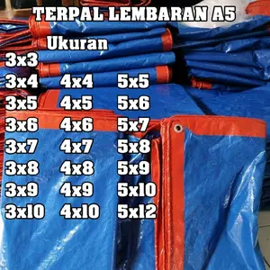 Terpal Lembaran A5 Ukuran 3x3 hingga 5x12 Tahan Air untuk Perlindungan Luar Ruangan