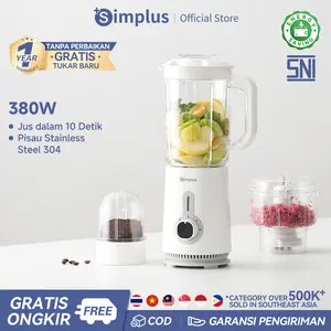 【SUPER DEALS】Simplus Blender 3-in-1 Serbaguna 1.25L - 380W - Pelengkap 3 Cangkir banyak fungsi - Pisau Stainless Steel - Multifungsi, Menggiling Daging, Membuat Jus Sayuran, Giling Kacang-kacangan - Produk Asli LLJH005