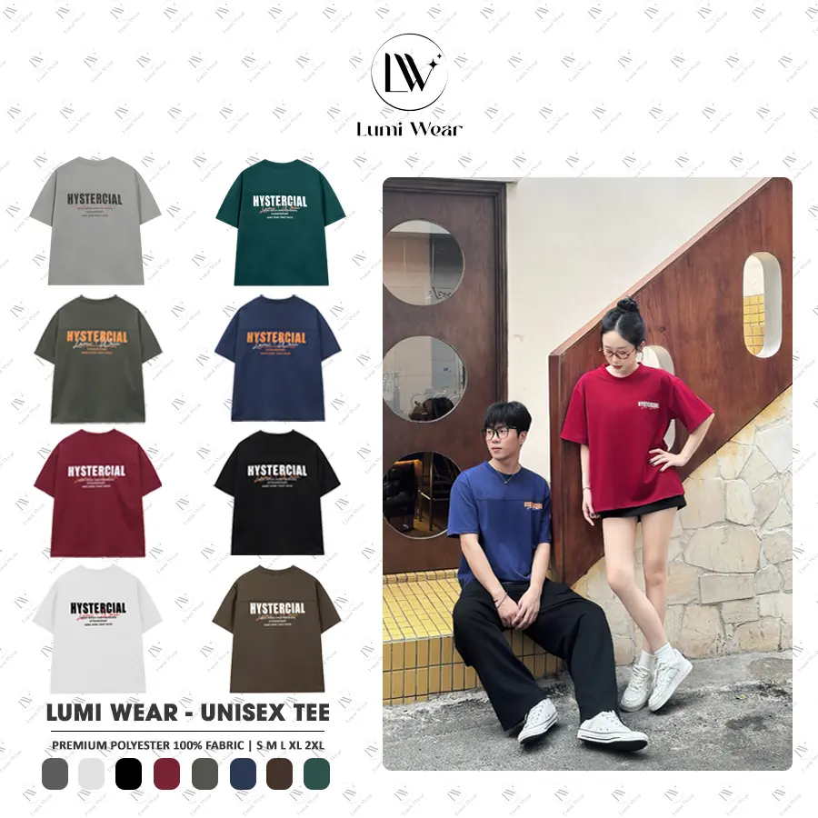 [ DEAL KÈM QUÀ ] Lumi Wear Áo Thun Form Boxy Nam Nữ Unisex In 2 Mặt Chất Polyester Cổ Tròn B01 Basic Thoải Mái Cho Nam Và Nữ