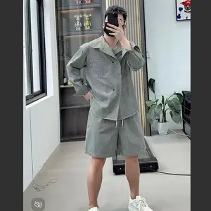 MODISH Setelan Dua Potong Pakaian Pria Motif Bergaris Gaya Terbaru