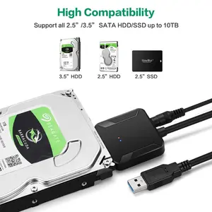 SATA to USB 3.0 Hard Drive Converter Cable with DC Power Adapter for 2.5 and 3.5 Inch Drives