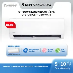 [New Arrival] COMFEE C-FLOW AC 1/2 PK STANDARD CFS-05FGS Low Watt [INDOOR + OUTDOOR ONLY] - 0.5 PK Baru [FAST COOLING] [SLEEP MODE] [ECO MODE] [ANTI KOROSI] [ACTIVE CLEAN] [GRATIS ONGKIR]