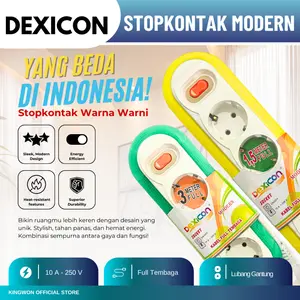Stop Kontak Modern 2/3/4/5 Lubang 1.5/3/5/10 Meter Switch On Off Colokan Listrik Kabel Tembaga Asli SNI DEXICON