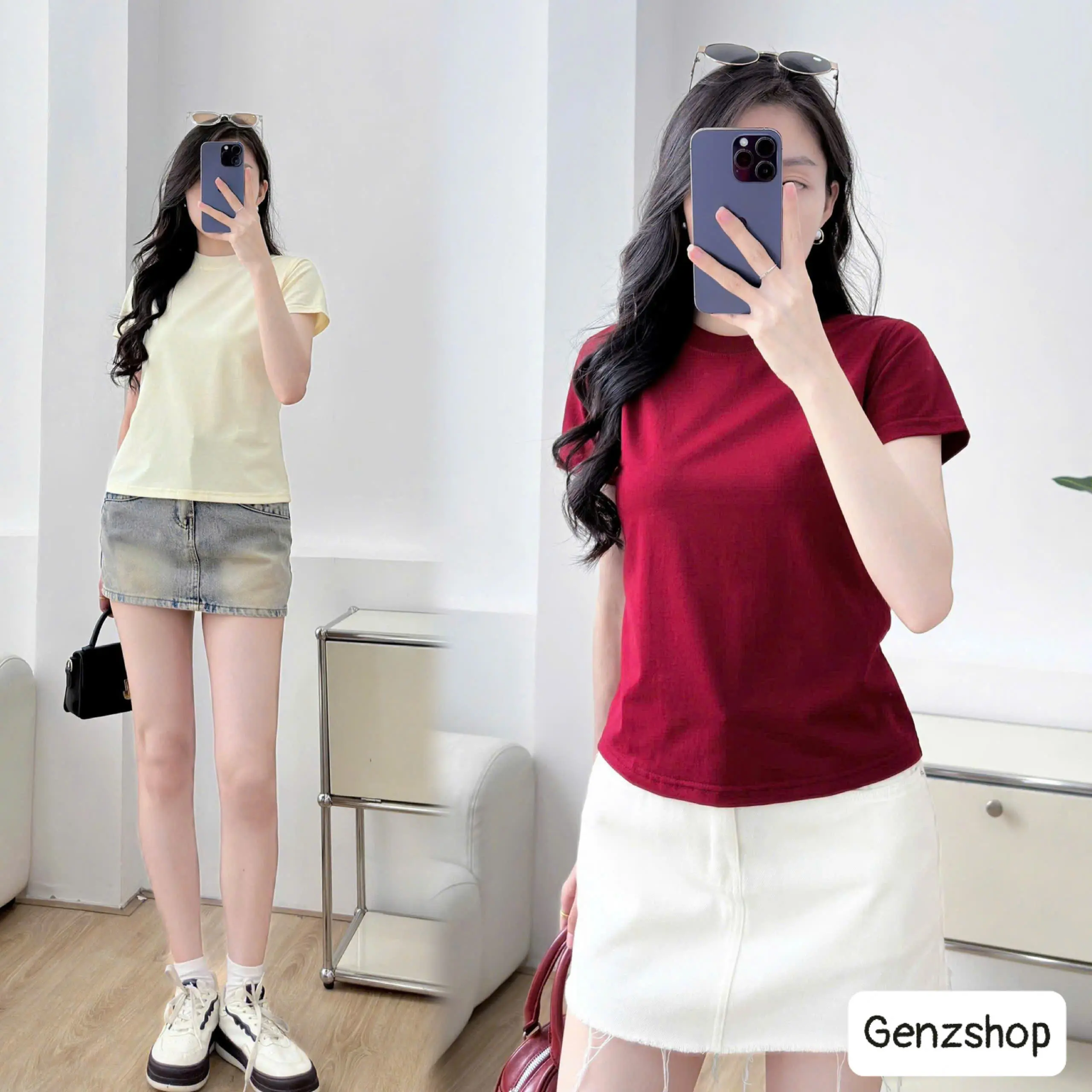 ÁO THUN BABY TEE TRƠN NHIỀU MÀU DỄ PHỐI ĐỒ BBT26 Mùa Hè Cổ Tròn
