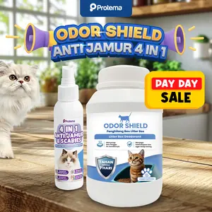 [BUNDLE] ODOR SHIELD 1kg + 4in1 Anti Jamur Scabies Mandi Instan | Odor Shield Penghilang Bau Litter Box Kucing | Odor Removers by Protema | 4in1 Cegah Infeksi Jamur, Kutu, Tungau Penyebab Kudis