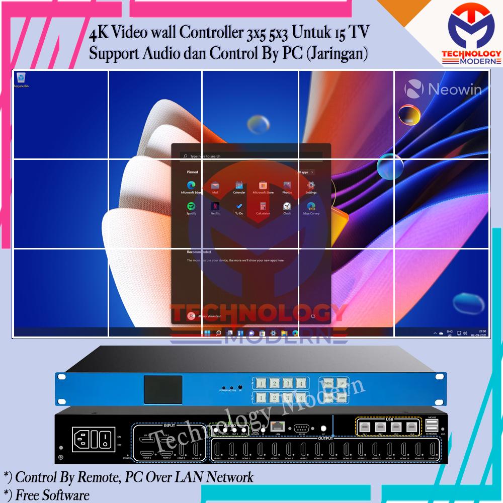 4K Video Wall Controller 3x5 5x3 Utk 15 TV Support Audio & Control Upper Computer
