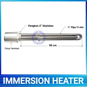 Immersion Heater 90 cm Ø Pipa 11 mm 220/380 Volt 3000 - 10.000 Watt Pangkon 2" Stainless