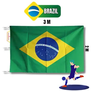 Bendera Brazil Poliester Peles Grade A 3m Warna Cerah