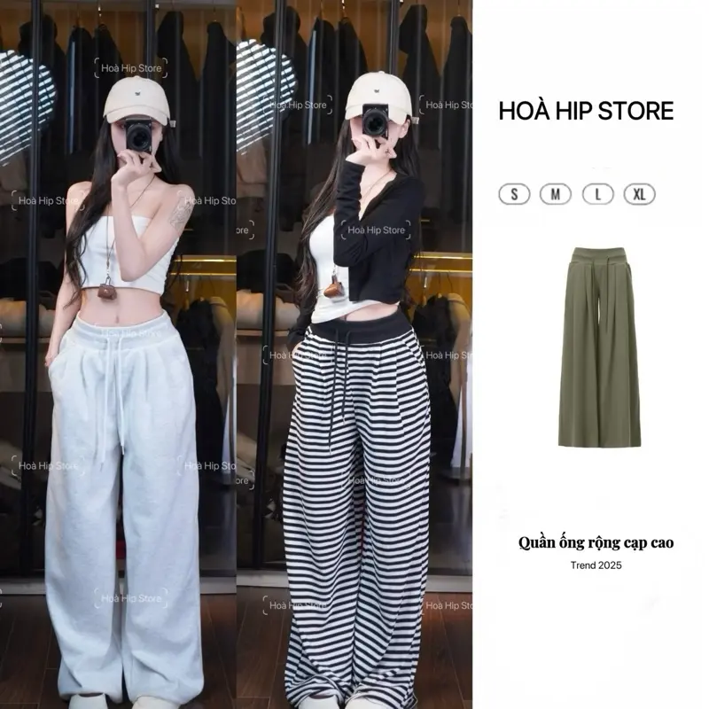 { HÀNG L1- CÓ DÁNG NẤM } Quần ống rộng Cạp Cao Bo Chun BẢN TO ,xu hướng mới 2025 , hách dáng, Chất Mịn và không xù Nữ Pants- WOMENT