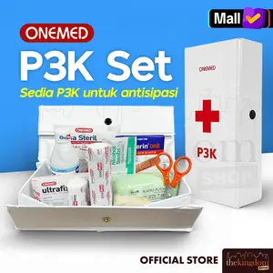 Onemed P3K Set Isi Obat First Aid Kit Travel Kotak Lengkap Perban Kasa Luka Glove Box Mobil Klinik Medis