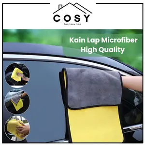 COSY Kain Lap Microfiber 2 Warna Kuning Abu Super High Quality Multifungsi Cocok Untuk Mobil Motor Kaca Serbaguna Mudah Serap Air Cleaning