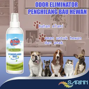 Action Klean Odor Eliminator Penghilang Bau Kotoran Pesing Pipis Hewan Kucing Anjing Manusia Secara Alami 200ml Kemasan Spray Praktis