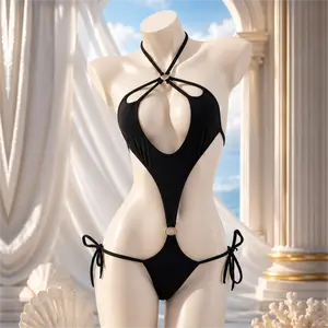 Lingerie Monokini Wanita Hitam Premium Baju Renang Wanita One Piece Beachwear Bodyfit Sexy Hot Binal Body Suit Seksi Lingerie Tali Baju Dinas Malam Wanita Backless 524