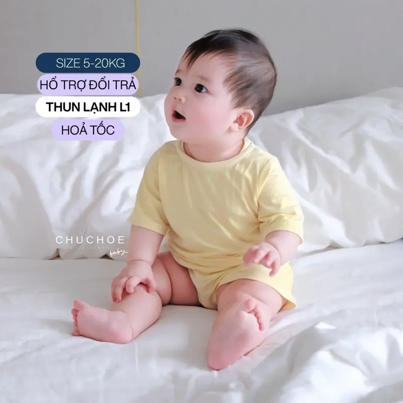 BỘ THUN LẠNH TAY NGẮN QUẦN NGẮN CHO BÉ TRAI BÉ GÁI TRẺ EM MẶC NHÀ - CHUCHOE