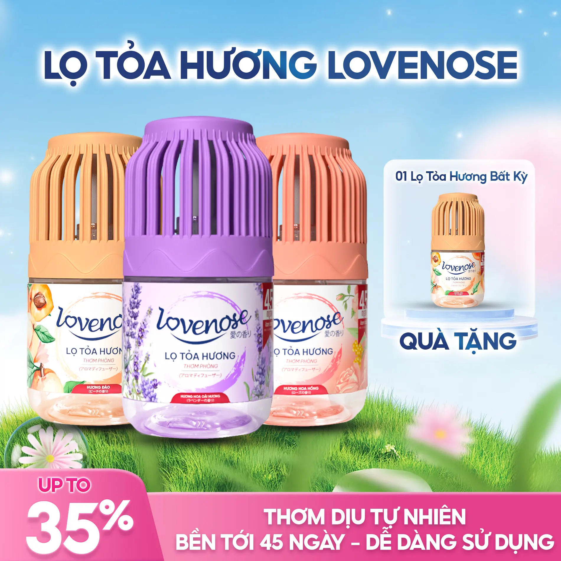 [BÁN CHẠY] Lọ Tỏa Hương Lovenose Công Thức Mới - Tinh Dầu Thơm Phòng - Thơm 360 độ, Thanh Lọc Không Khí, Khử Mùi Phòng Thế Hệ Mới; Dầu Thơm Phòng Dầu Thơm nuoc thom, Nước Hoa - 1