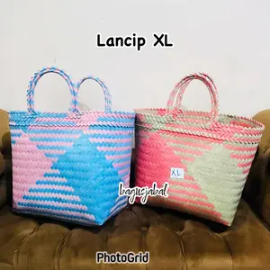 Tas Anyaman Plastik Lancip Papak Ukuran Jumbo XL / Tas Belanja Pasar / Tas Parcel Hajatan Besar 04