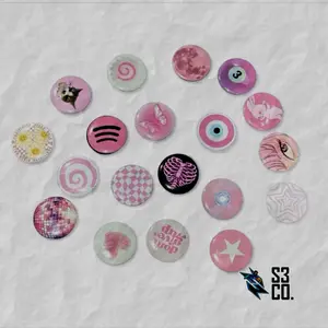 S3 CO. Pin Button Bros Bulat 32mm Logo Karakter untuk Jaket Topo Tas Hadiah Aksesoris Koleksi Anti Gores  Hadiah, Clips, Penjepit, Bros