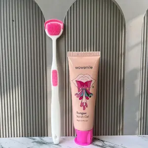 Wowsmile Gel Pembersih Lidah - Gratis Sikat Lidah - Rasa Peach Mint - Menghilangkan Bau Mulut - Membersihkan Lidah - Nafas Segar