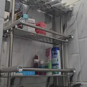Rak Sabun Kamar Mandi Dinding Rak Bumbu Dapur Stainless Steel Rak Tempel Gantung Tempat Handuk Tempel