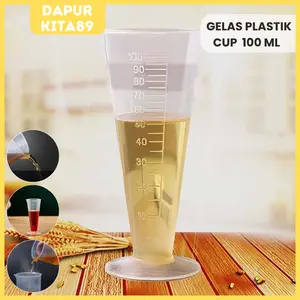 DK89 Plastik Gelas Cup Ukur Takar 100 ml Jenis V / Takaran Bibit Parfum Ukuran 100ml Serbaguna
