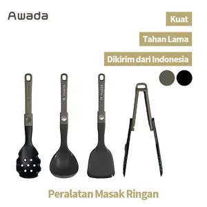 Awada Outdoor Silicone Kitchen ware packages Folding Spatula Spoon Ladle Portable Light Weight