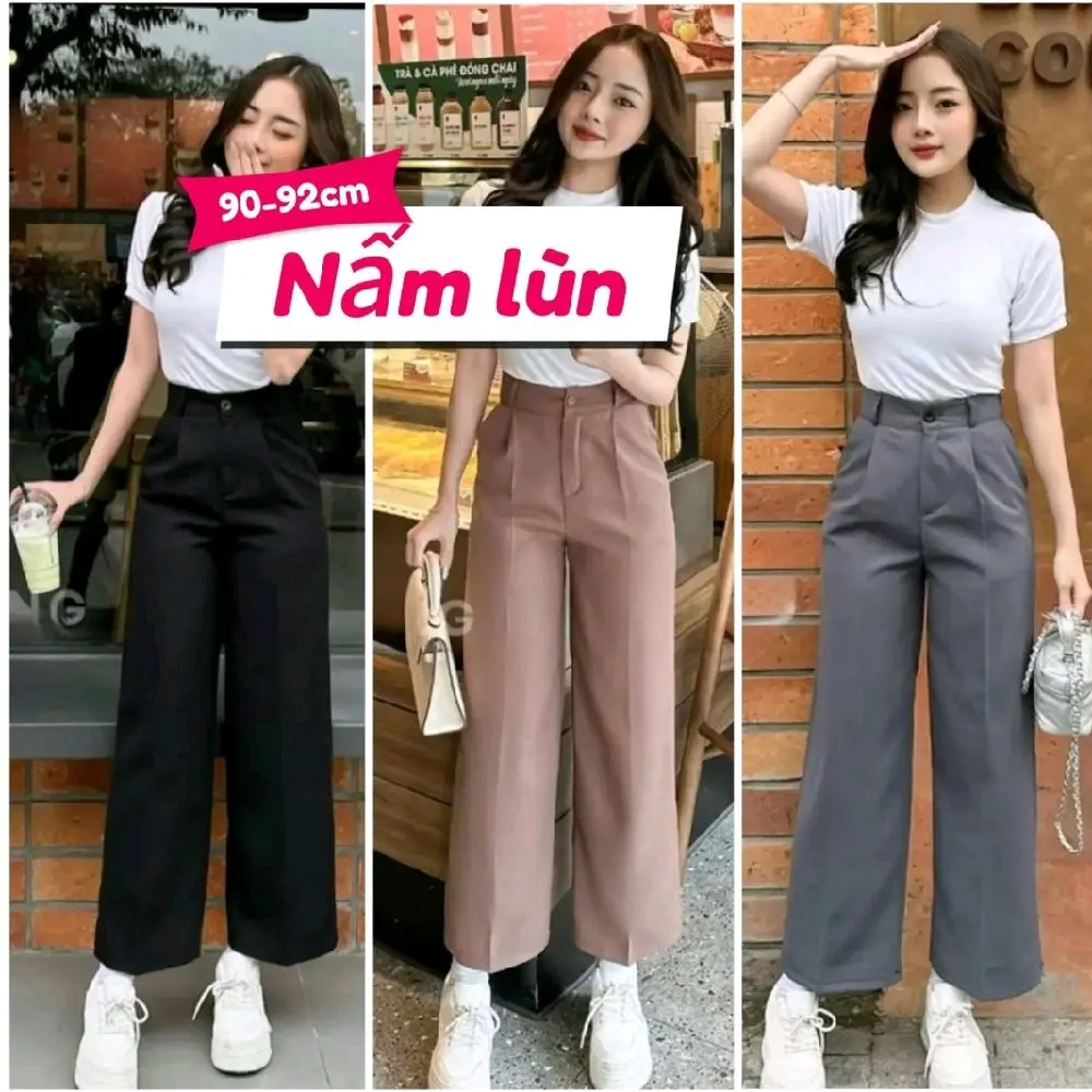 ( DÀNH CHO NẤM LÙN 1M5) Quần tây nữ, quần suông ống rộng, chất vải mềm mịn - 1