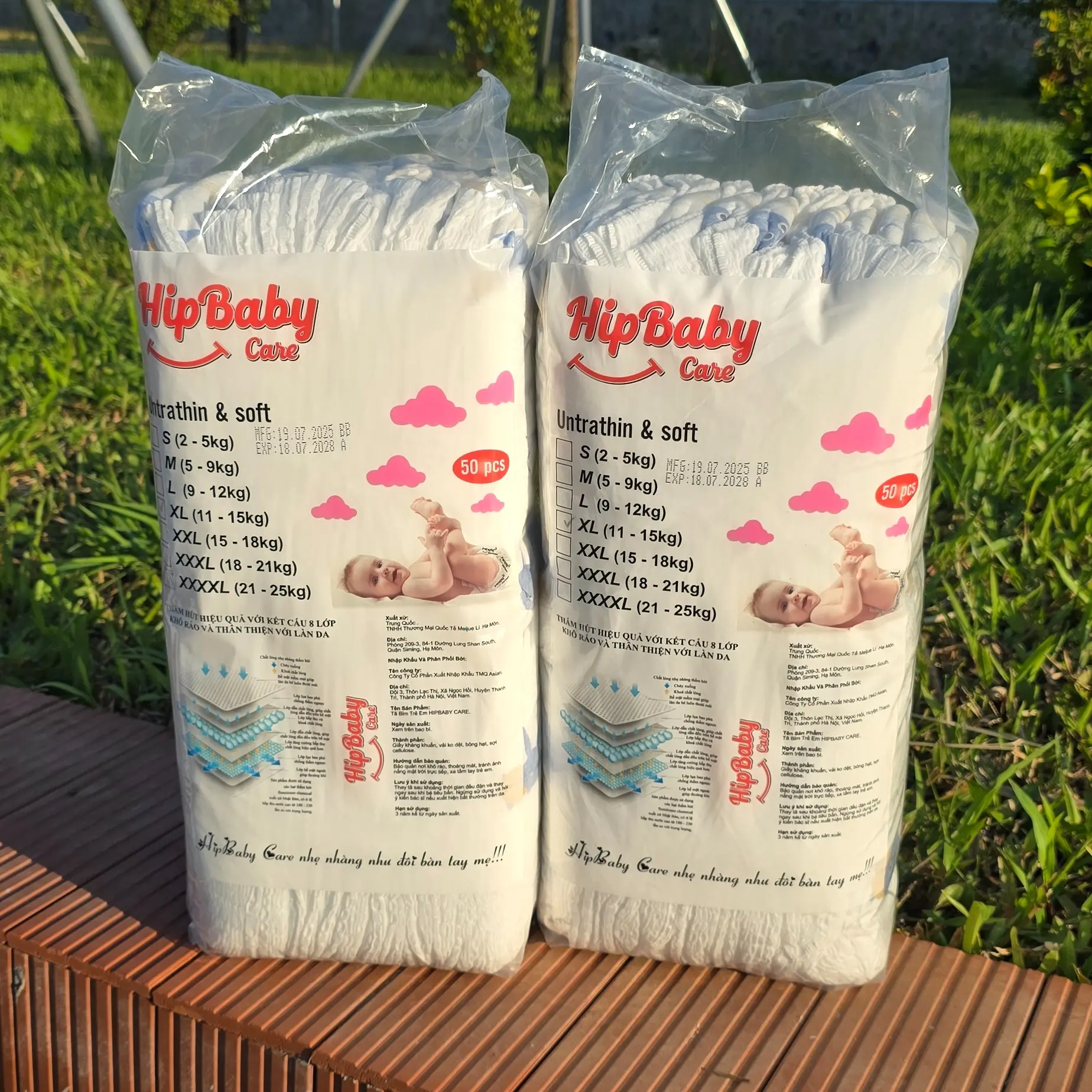 HipBaby Care Combo 2 Bịch 100 Miếng Bỉm Quần/Tã Dán Mềm Mỏng Hút 500-800ml Size M Đến 3XL Tiện Lợi & Tiết Kiệm Bỉm Siêu Mềm Mỏng Lõi 5D Thấm Hút